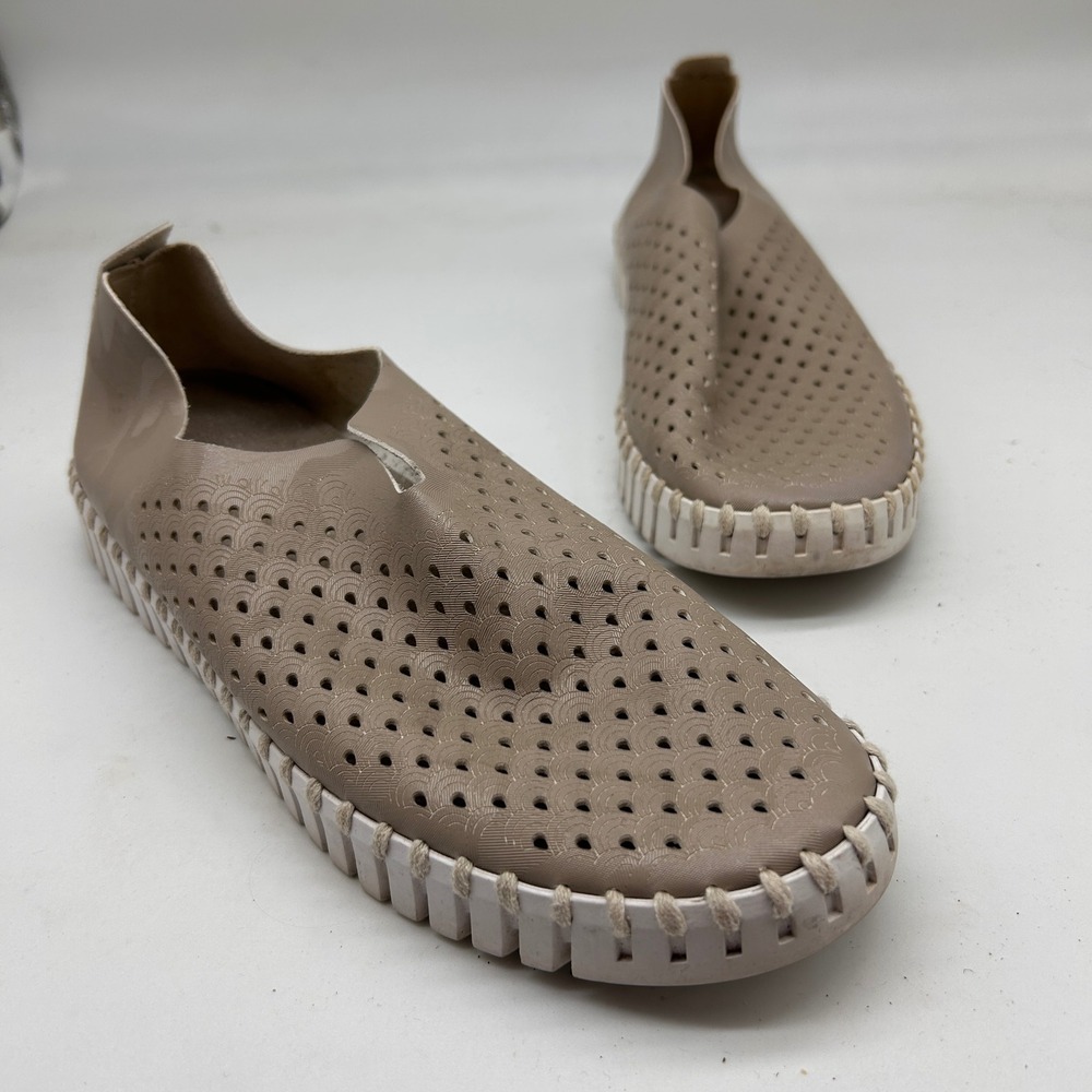 Ilse Jacobsen Tulip 139 Tan Perforated Slip On Loafers Womens 39 EU 8.5 US